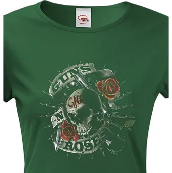 Dámské tričko Guns N' Roses, Barva Lahvová zelená, Velikost L, Canvas Dámské tričko s krátkým rukávem Bezvatriko.cz 1880