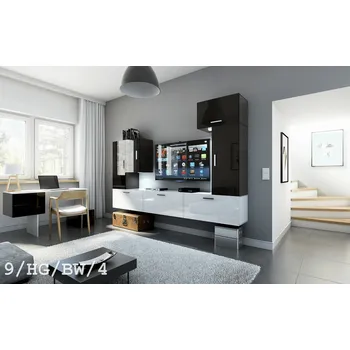 Obývací stěna Ral Obývací stěna Elegant 3 - Černo / bílý lesk