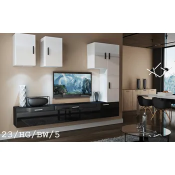 Obývací stěna Ral Obývací stěna Sia 5 - Bílo/černý lesk