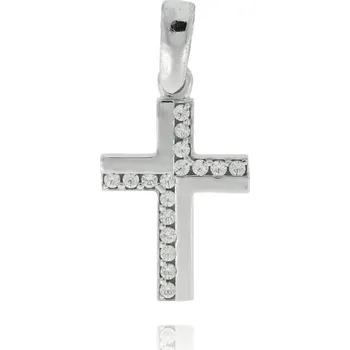 Přívěsek Bílý křížek se zirkony
