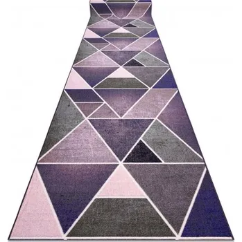 Koberec Balta Běhoun pogumovaný TROJKATY geometrický fialový Šíře: 67 cm