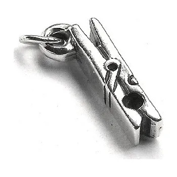 Přívěsek Stříbrný přívěsek kolíček - DN58 patina (Stříbrný kolíček na prádlo)