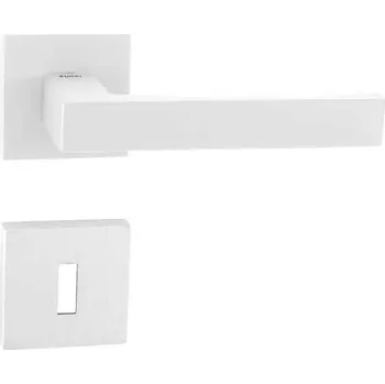 Dveřní kování TI - SQUARE - HR 2275Q rozety WC, klika/klika WS - Bílá matná (152)