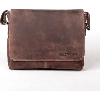 Kabelka Středně velká kožená hladká hnědá crossbody taška GreenWood no. 113