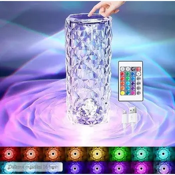 Lampička Křišťálová stolní lampa 16 barev s dotykovým a dálkovým ovládáním 16cm