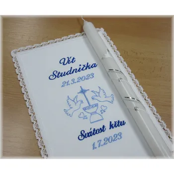 rouška Křestní sada 2D rouška, svíce - vzor 29 kříž