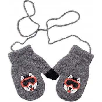 Rukavice Dětské zimní vlněné rukavičky se šňůrkou - HUSKY šedé - vel. 2-4roky