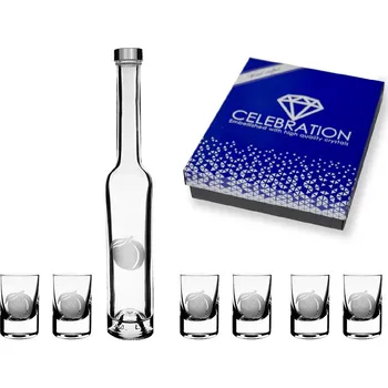 Sklenice Bohemia Crystal Set na lihoviny se meruňkou, 1 lahev + 6 panákovek 200ml + 30ml
