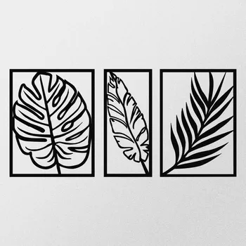 Nástěnná kovová dekorace LEAF černá