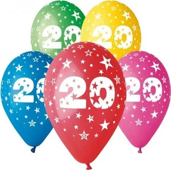 Balónek Balónky nafukovací průměr 30cm – potisk číslice "20", 10ks