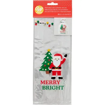 Dárková taška Dárkový sáček na cukrovinky- veselý vánoční motiv - Merry Bright - 20 ks WILTON