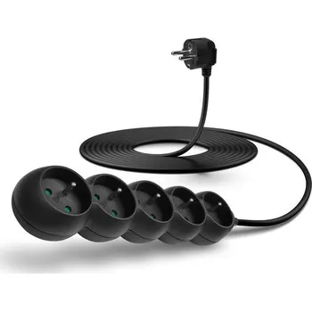 Elektrická zásuvka CONNECT IT prodlužovací 230V, 5 zásuvek, 5m, černý