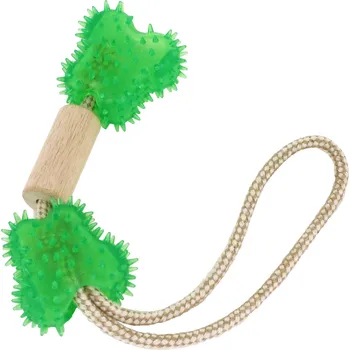 Hračka pro psa EARTHY PAWZ Činka dřevo & TPR hračka pro psy masážní dentální 7 x 46 cm MIX