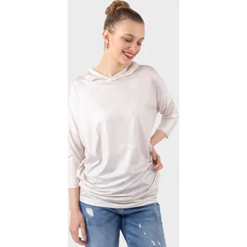 Dámská halenka Pratto dámská koženková tunika s kapucí smetanová Velikost: 38