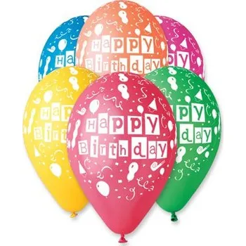 Balónek Balónky nafukovací průměr 30cm - potisk HAPPY BIRTHDAY, 10ks