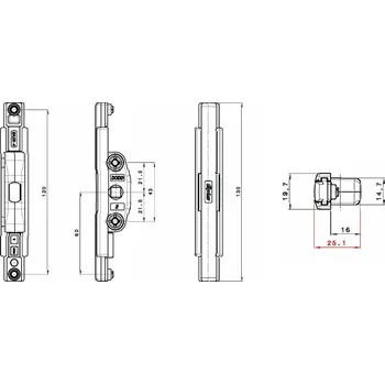 Dveřní kování Fapim / Wicona převod pro kliku, rozteč 43 mm
