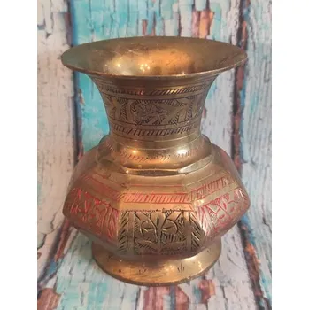 Váza Mosazná váza barevná baculatá 11cm