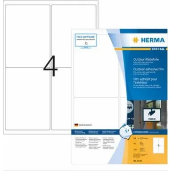 Samolepící etiketa Filmové štítky Herma odolné proti povětrnostním vlivům A4 99,1 x 139 mm Bílé extra silné přilnavé roztažnosti – 9539