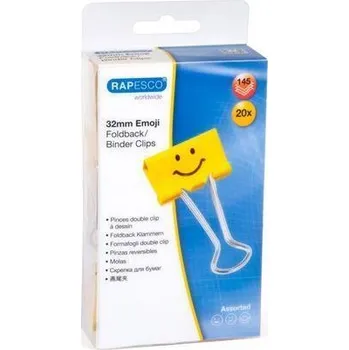 Klipy na dokumenty RAPESCO Emoji 32 mm, 20 ks, žlutá