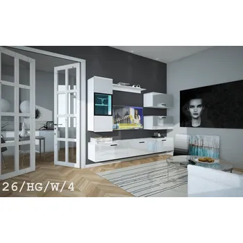 Obývací stěna Ral Obývací stěna Mercury 1 - Bílý lesk