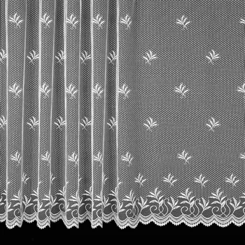 Záclona Žakárová záclona V127 vyšívané větvičky, s bordurou, bílá, výška 200cm (v metráži)