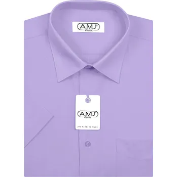 Pánská košile AMJ jednobarevná JK062, světle fialová, krátký rukáv, vel. 38