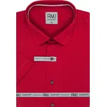 Pánská košile AMJ bavlněná, červená puntíkovaná VKBR1280, krátký rukáv, regular fit, vel. 45