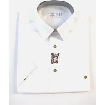 Pánská košile Košile LUKO 204121 bílá s výšivkou divočáka KR vel. 43