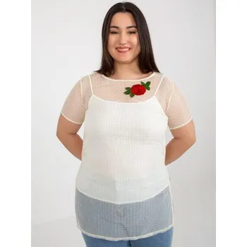 Dámská halenka Dámská halenka s nášivkou plus size TONIA světle béžová