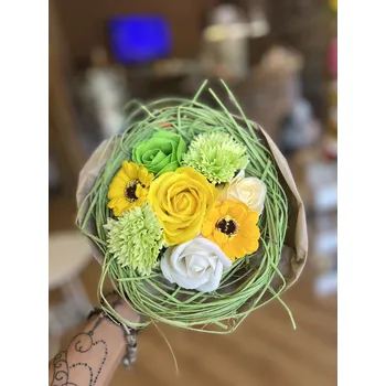 umělá květina RV studio Louny s.r.o. Mýdlová kytice mix 8 květů - 1ks Barva: Žlutá