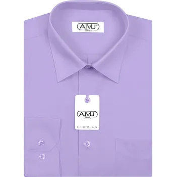 Pánská košile Pánská košile AMJ jednobarevná JD062, fialková, dlouhý rukáv, vel. 43