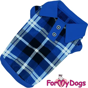 Obleček pro psa FOR MY DOGS Polokošile BLUE CHECKERED, modrá Velikost: 16/L