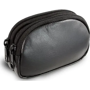 Černá kožená dvouzipová etue 611-0368-60