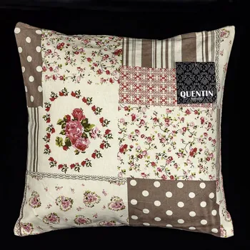 Dekorativní polštářek Dekorační polštářek VINTAGE QK-062 starorůžový patchwork, 40x40cm