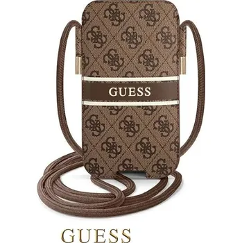 Pouzdro na mobilní telefon Guess PU 4G Printed Stripe Pouch S/M Brown