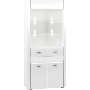 Knihovna Nábytek PEGAS s.r.o. Vitrína ARKO 04, Bílá/Bílý lesk