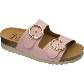 Dámská zdravotní obuv Scholl MALIBU' 2 STRAPS dámské zdravotní pantofle růžové s korkovou stélkou Bioprint a nastavitelným páskem
