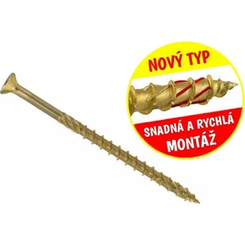 Vrut Konstrukční vrut do dřeva KLIMAS 4x60 TORX zápustná hlava TX20 žlutý Zn (250 ks v balení)