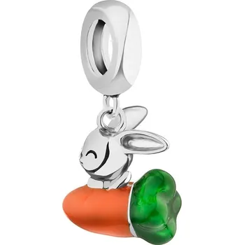 Přívěsek Stříbrný přívěsek Beads se smaltem - zajíček, mrkev - AP534-8639