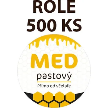 Etiketa na víčko - 1 bílá - Med pastový ROLE 500 KS