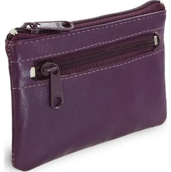 Fialová kožená dvouzipová klíčenka 619-0370-76