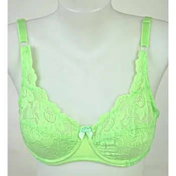 Podprsenka SVUDNE TĚLO Nevyztužená podprsenka s kosticemi a krajkou zelená Velikost: 80/C