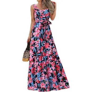 Dámské šaty Dámské letní maxi šaty Barva: Červená, Velikost: XXXL