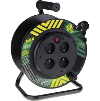 Počítač PVC prodlužovací kabel na bubnu - 4 zásuvky 50m pevný střed