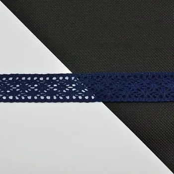 Krajka Bavlněná krajka šíře 24 mm paličkovaná K2085, barva Modrá tm.