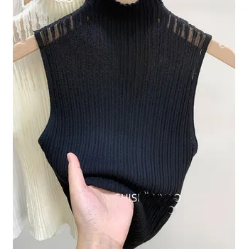 Dámský letní úpletový top - tílko Barva: Černá, Velikost: XXL