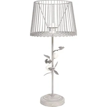 Stojací lampa Clayre & Eef, Holandsko Clayre & Eef - Kovová stolní lampa ve stylu provence s růžičkami - Ø 20*48 cm