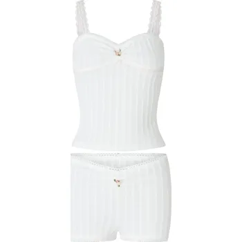 Dámské noční prádlo Dámské lehoučké "vintage" pyžamo Barva: Bílá s růžičkou (typ 1), Velikost: S