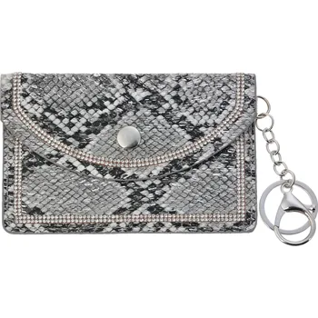 Klíčenka kapsička šedo černá lesklá s imitací hadí kůže - 9*13 cm
