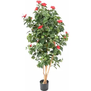 umělá květina IBIŠEK ČERVENÝ, 110cm (Luxusní kvetoucí umělý keř)